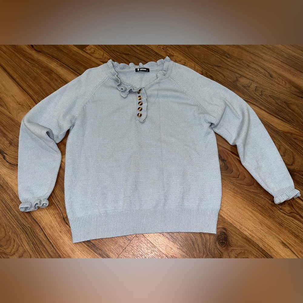 BTFBM Ruffle Sweater | Light Blue | Size S - Picture 2 of 5